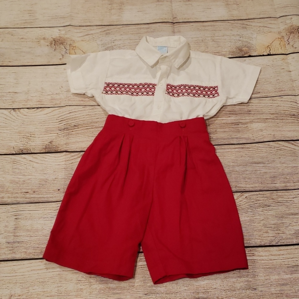 Christmas Smocked 18mns shortalls